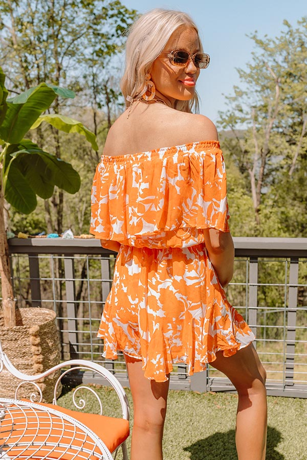 Seas The Moment Floral Romper In Orange - Image 7