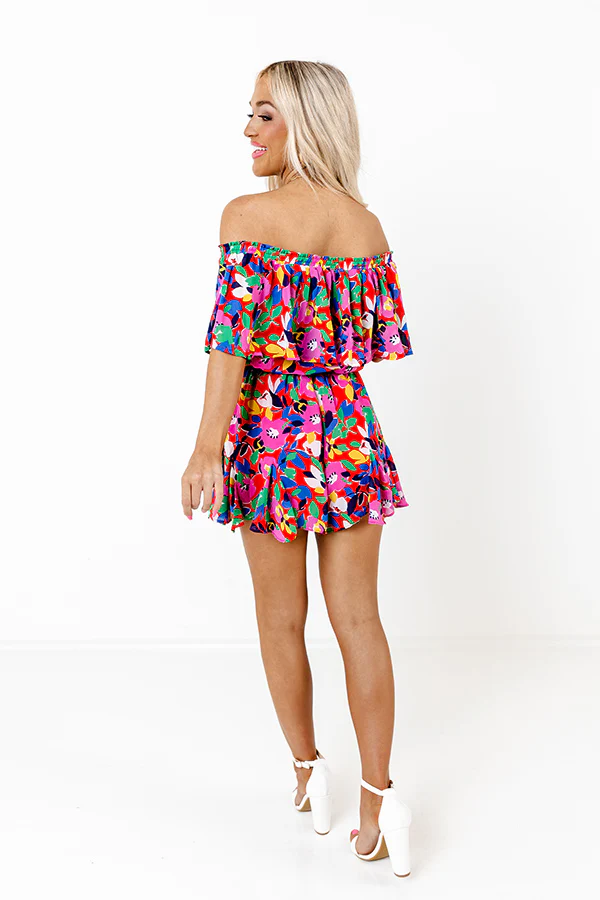 Seas The Moment Floral Romper In Red - Image 3