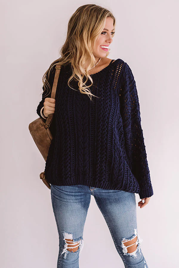 Season Of Snuggles Tunic Sweater in Navy - Image 2