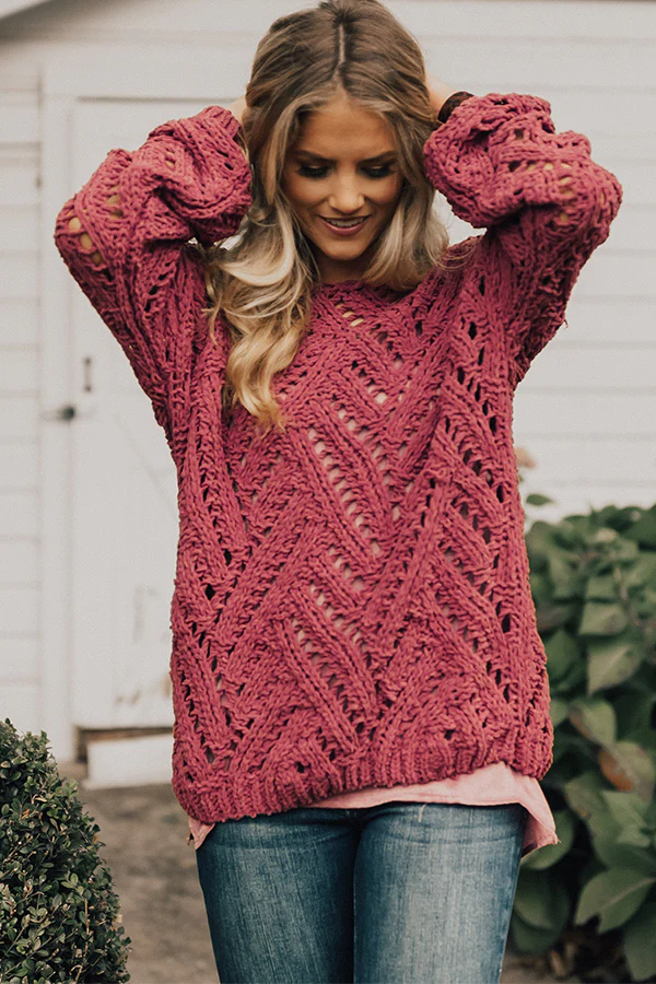 Season Of Style Tunic Sweater in Rose - Image 2