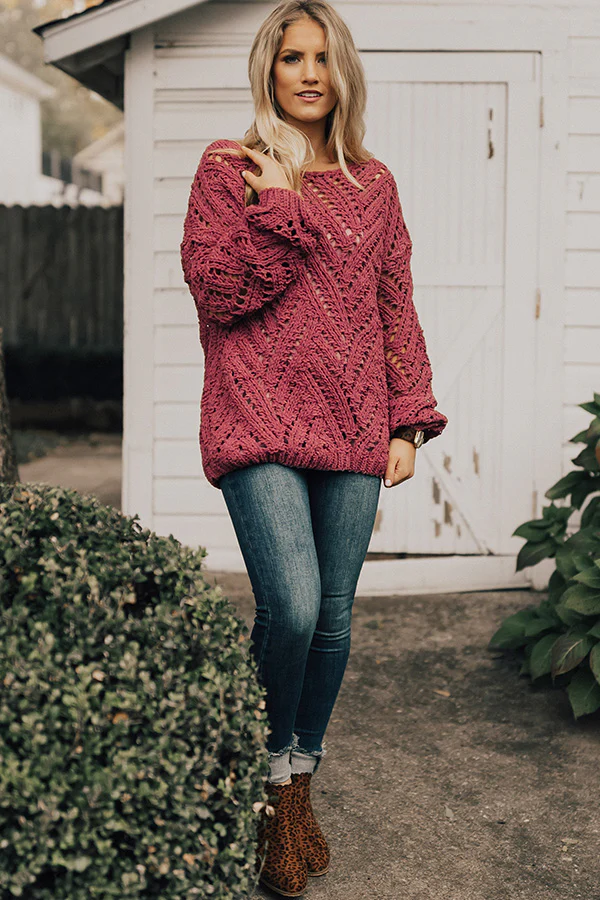 Season Of Style Tunic Sweater in Rose - Image 4