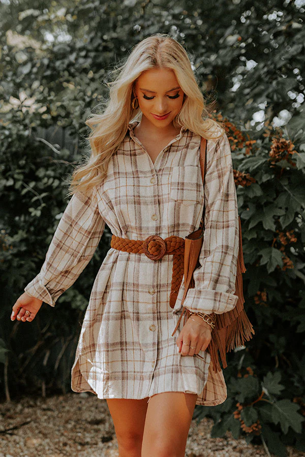 Seasons Keep Changing Flannel Dress In Cream - Image 6