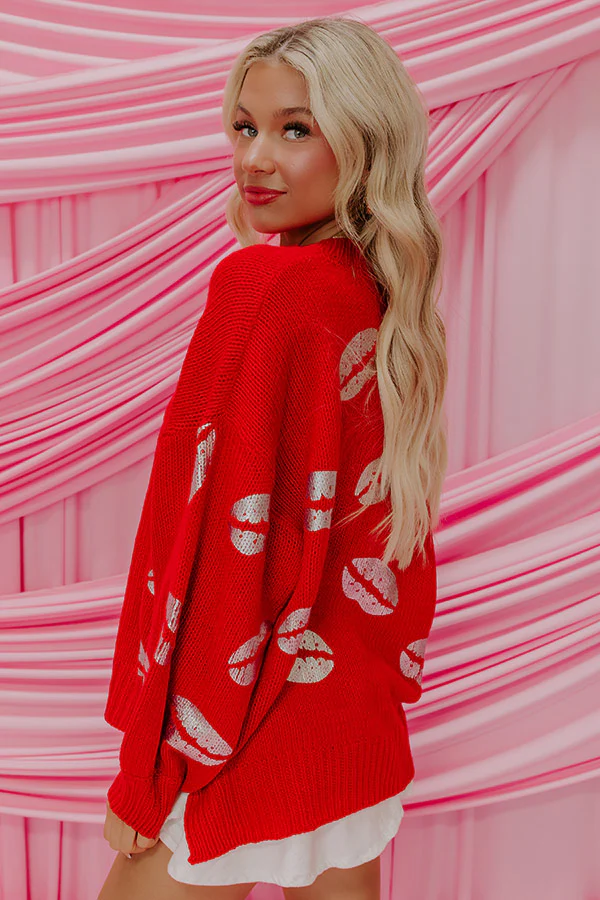 Sending Kisses Knit Sweater in Red - Image 4