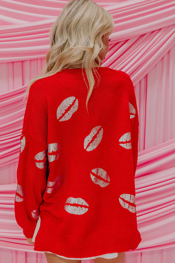 Sending Kisses Knit Sweater in Red - Image 5