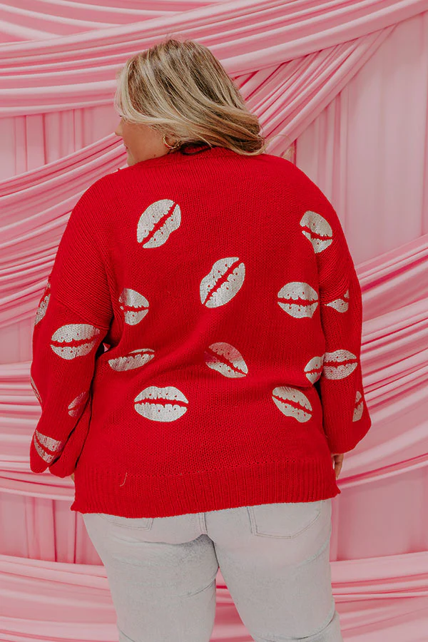 Sending Kisses Knit Sweater in Red Curves - Image 3