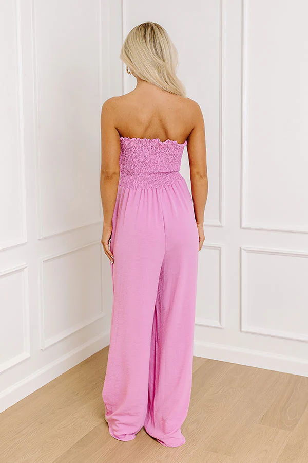 Set To Jet Smocked Jumpsuit In Light Violet - Image 4