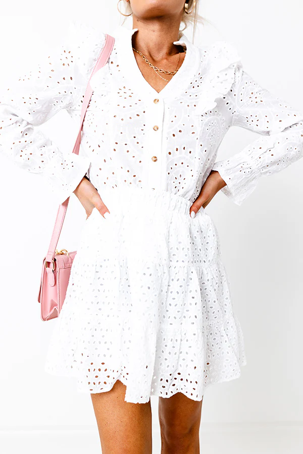 Shaken Or Stirred Eyelet Skirt In White - Image 5
