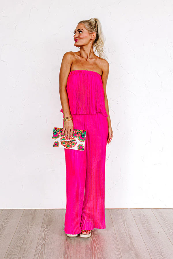 Share The Love Pleated Jumpsuit In Hot Pink - Image 5