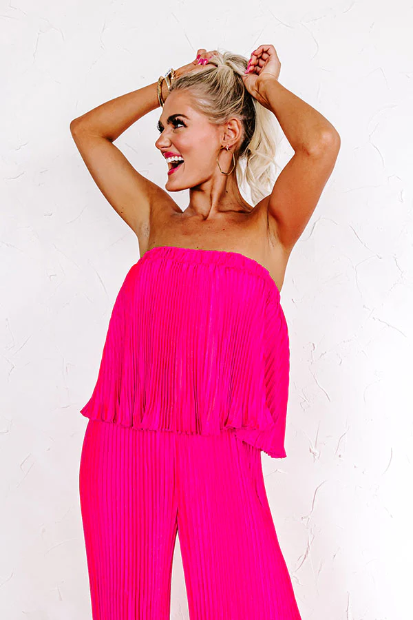 Share The Love Pleated Jumpsuit In Hot Pink - Image 6