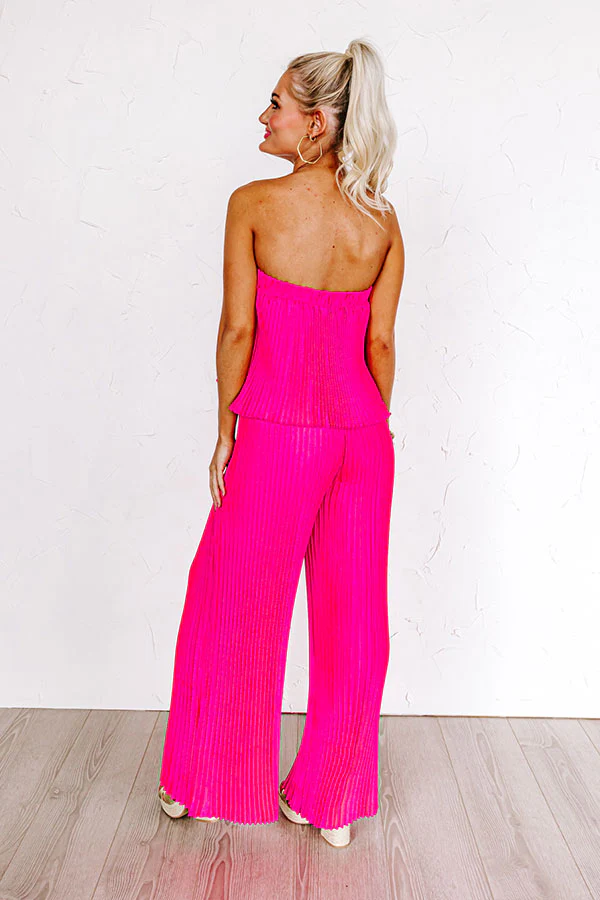 Share The Love Pleated Jumpsuit In Hot Pink - Image 7