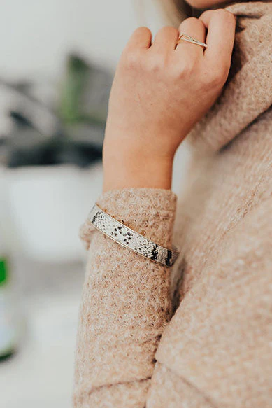Show Me Off Snake Print Bracelet In Cream - Image 2