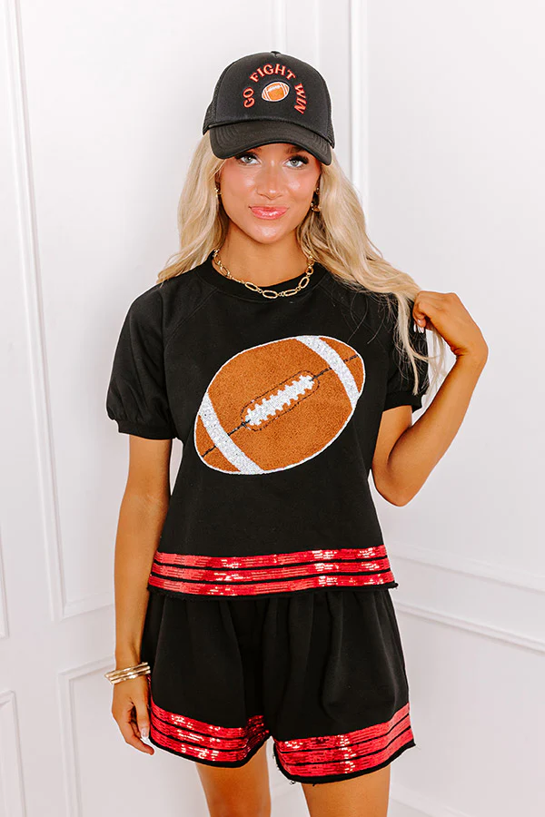 Sideline Social Embroidered Top in Black - Image 7