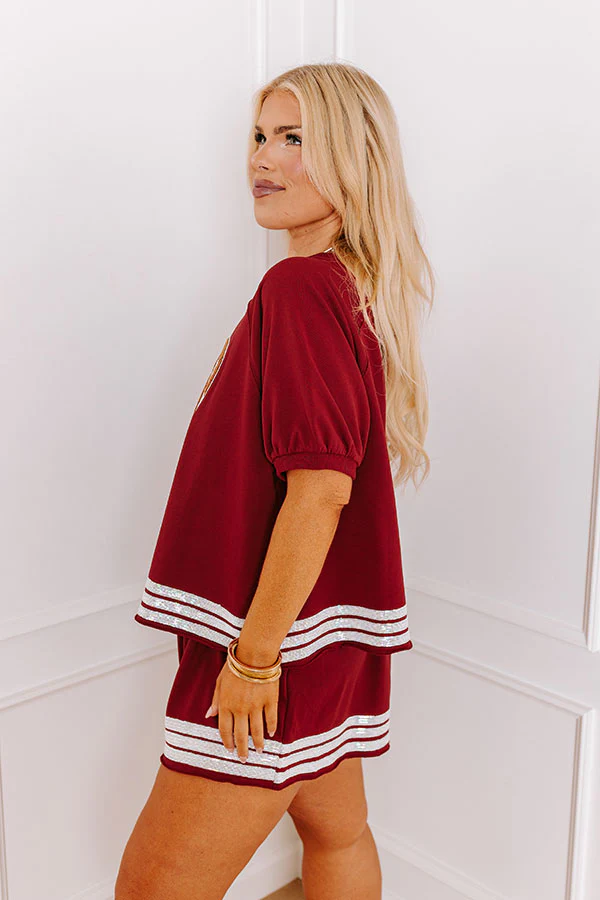 Sideline Social Embroidered Top in Crimson Curves - Image 3
