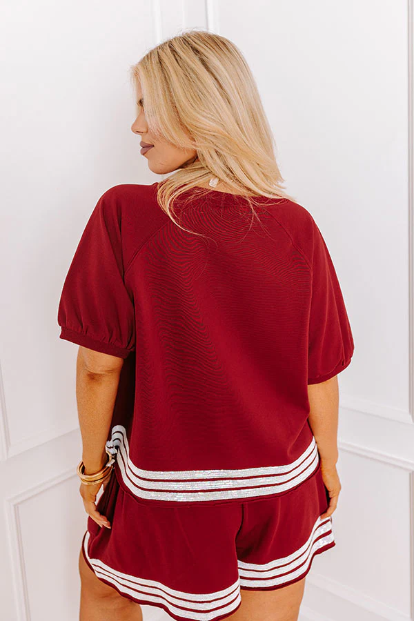 Sideline Social Embroidered Top in Crimson Curves - Image 4