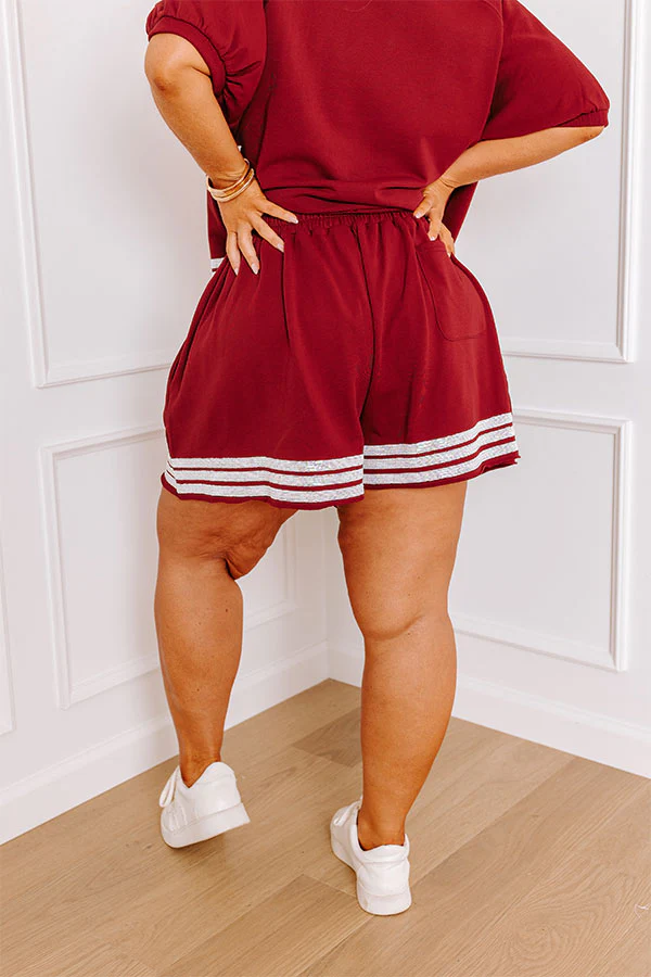 Sideline Social High Waist Sequin Shorts in Crimson Curves - Image 5