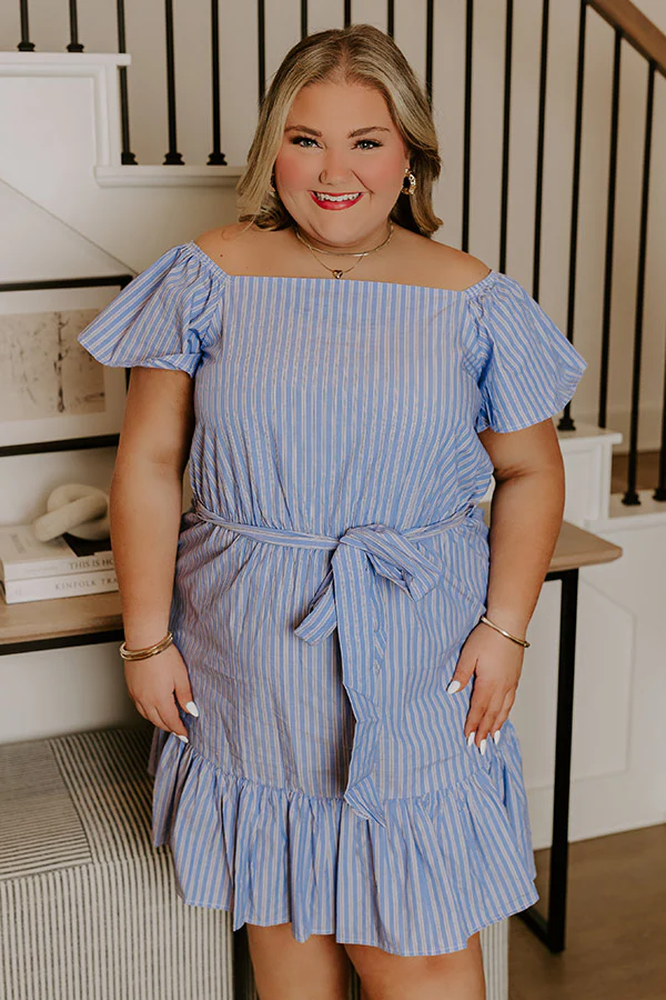Simply Supreme Stripe Dress In Sky Blue Curves - Image 4