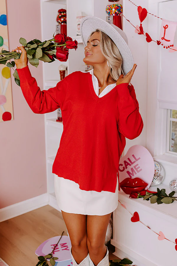 Sincerely Snuggly Sweater Top in Red - Image 4