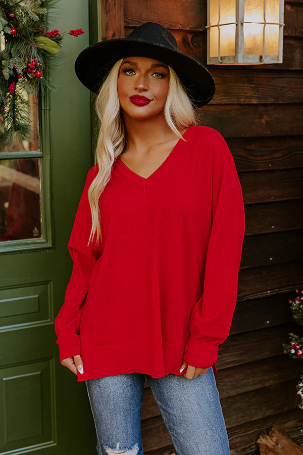 Sincerely Snuggly Sweater Top in Red - Image 6