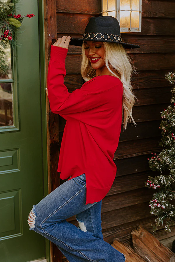 Sincerely Snuggly Sweater Top in Red - Image 7