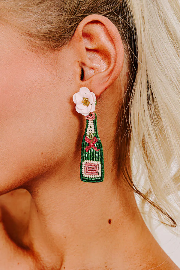 Sip Of Champagne Beaded Earrings - Image 2