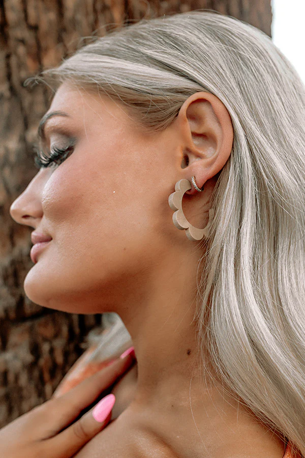Sipping Sweet Tea Hoop Earrings In Light Mocha - Image 2