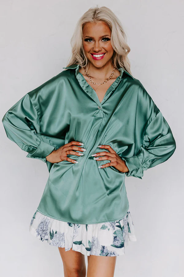 Siren Song Satin Shift Top In Ocean Wave - Image 2