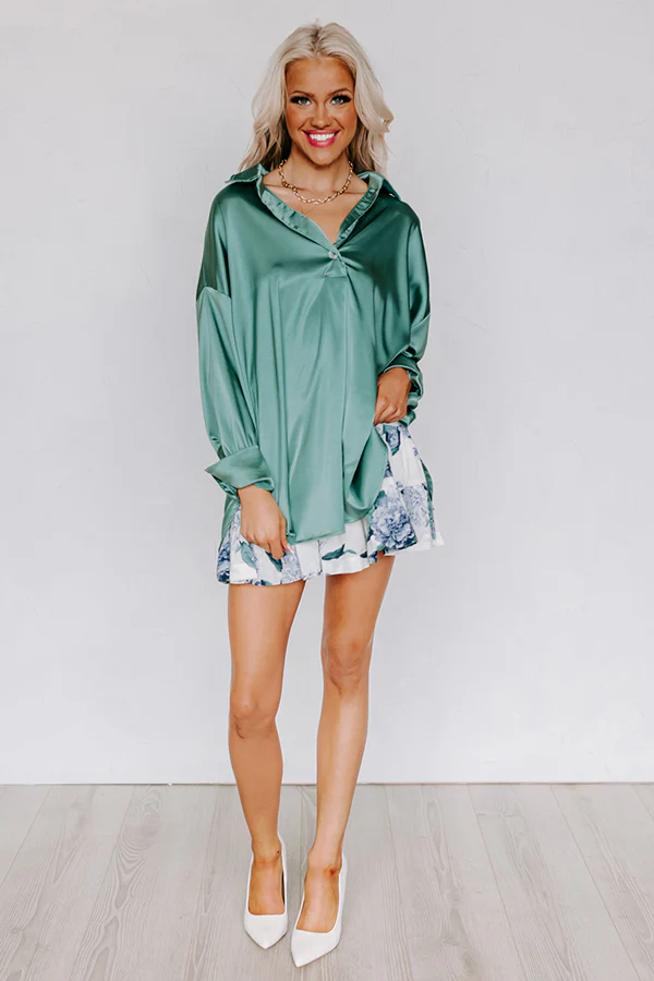 Siren Song Satin Shift Top In Ocean Wave - Image 3