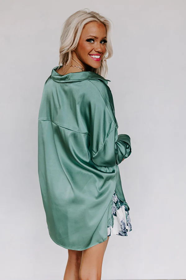 Siren Song Satin Shift Top In Ocean Wave - Image 4
