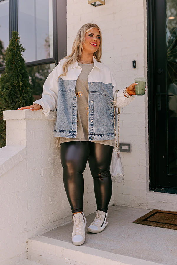 Sleek And Chic High Waist Faux Leather Legging in Chestnut Curves - Image 9