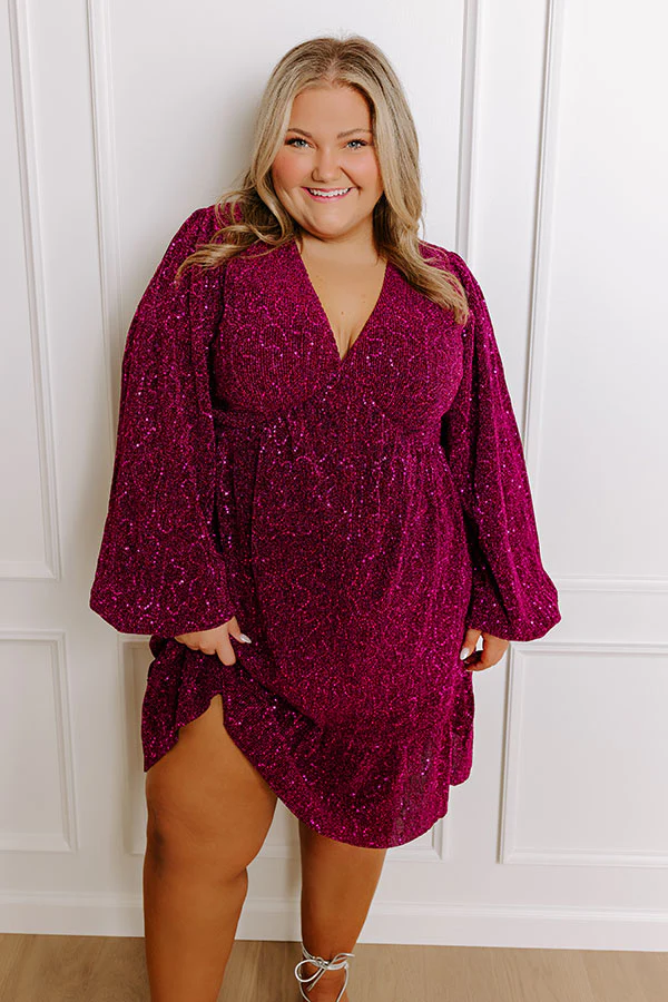 Sleek Sophistication Mini Dress In Dark Fuchsia Curves - Image 2