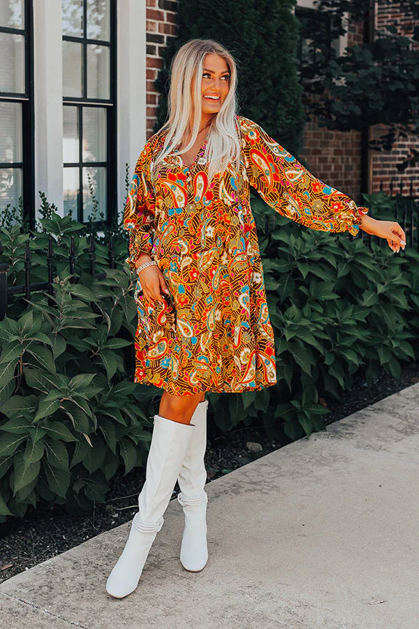 Slow Song Swaying Shift Dress In Chestnut - Image 2