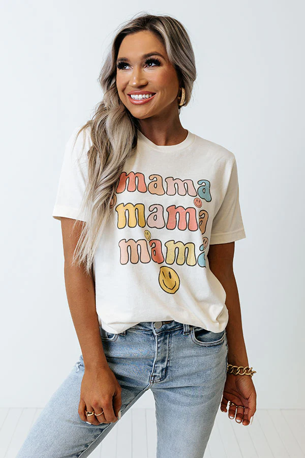 Smiley Mama Graphic Tee In Cream - Image 2