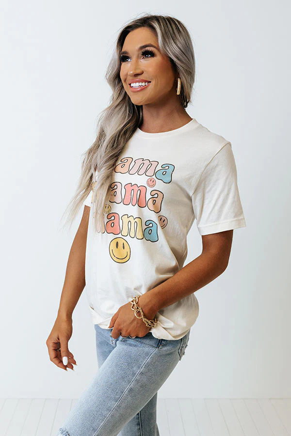 Smiley Mama Graphic Tee In Cream - Image 4