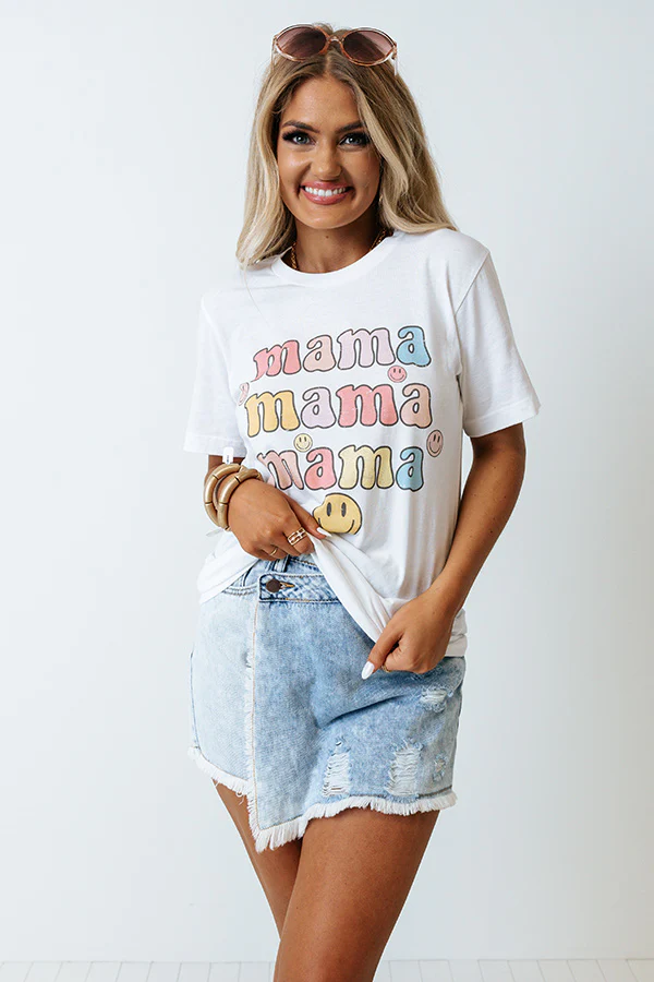 Smiley Mama Graphic Tee In White - Image 2