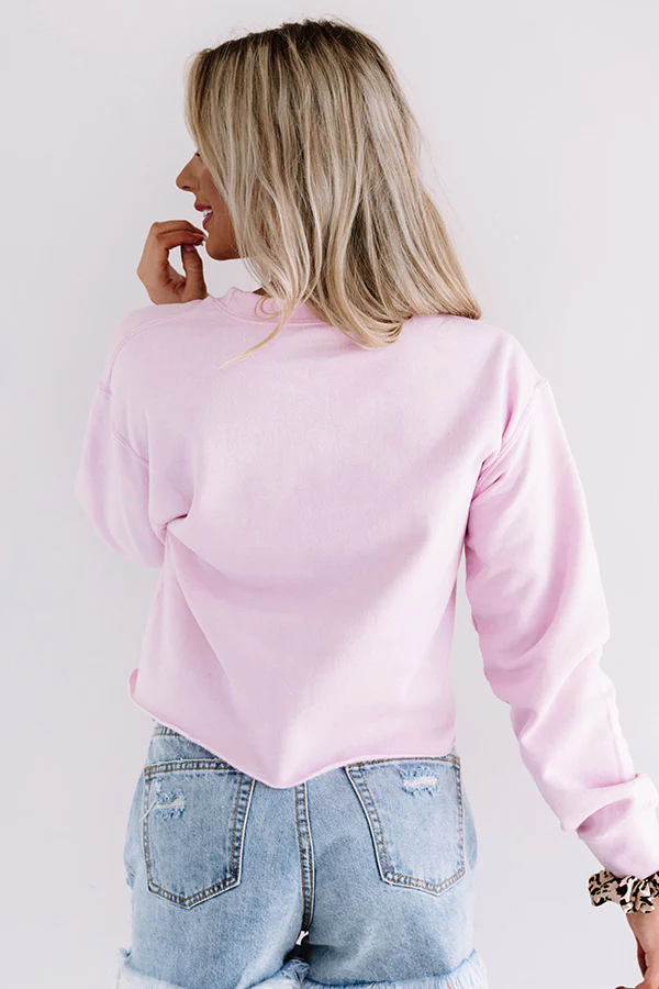 Social Distance Queen Crop Sweatshirt in Pink - Image 4