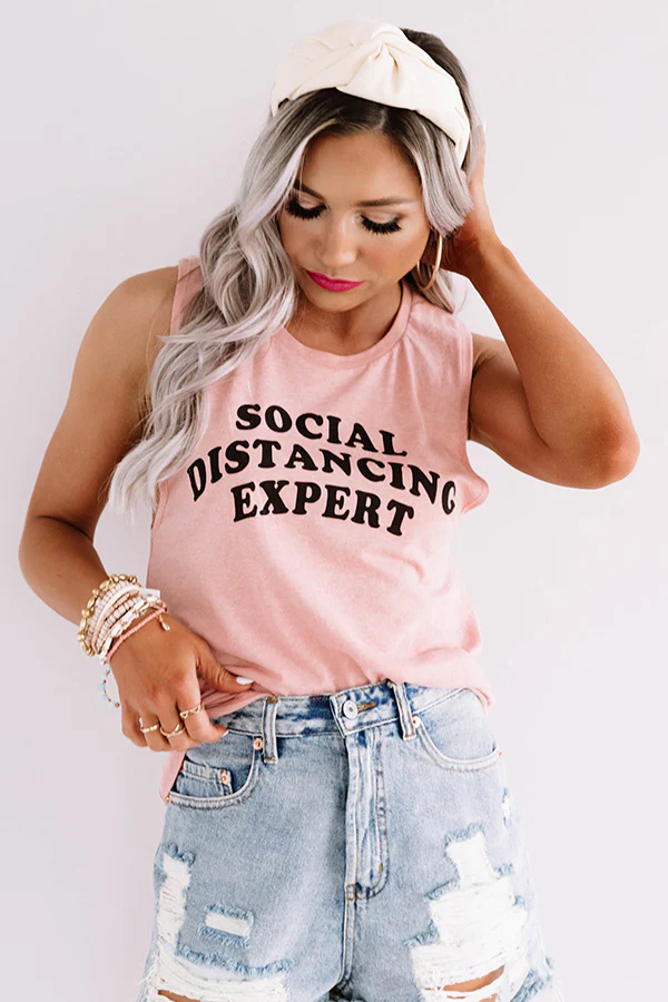 Social Distancing Expert Tank In Pink - Image 3