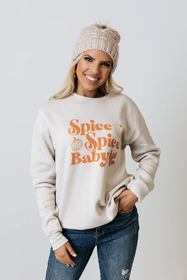 Spice Spice Baby Graphic Sweatshirt in Stone - Image 2
