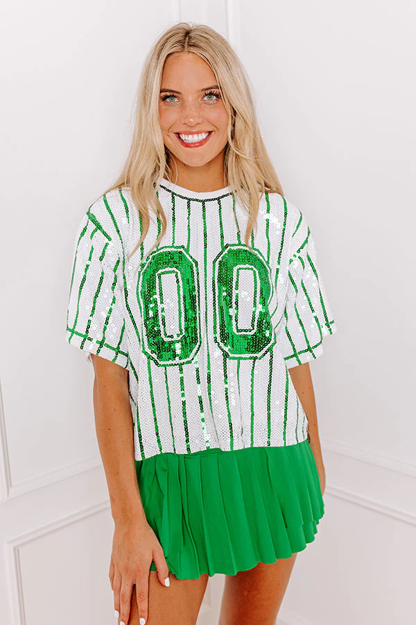 Spirit Squad Sequin Top in Green - Image 3
