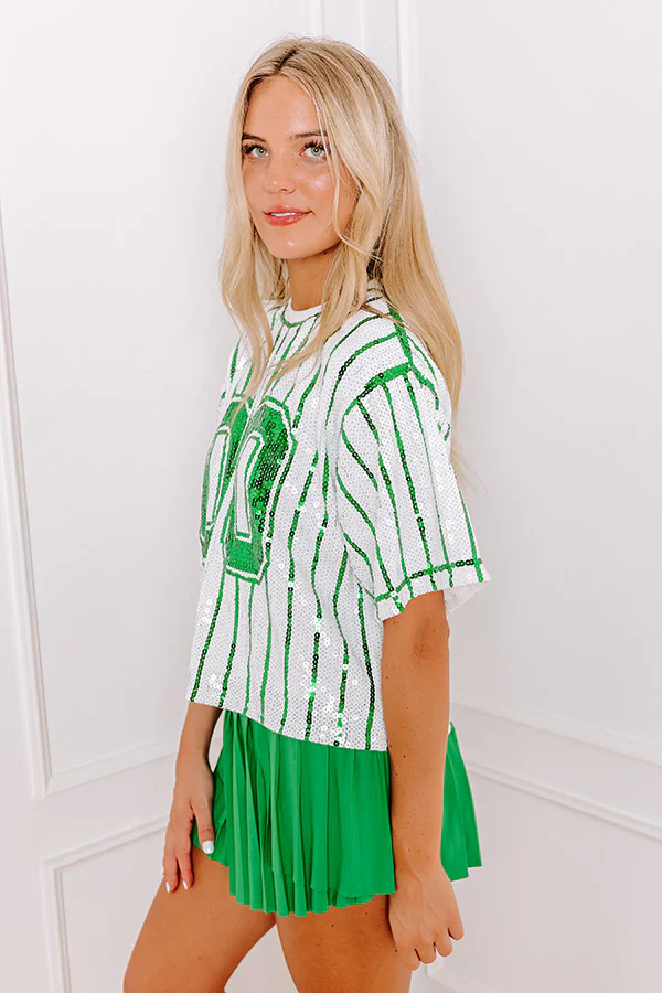 Spirit Squad Sequin Top in Green - Image 4