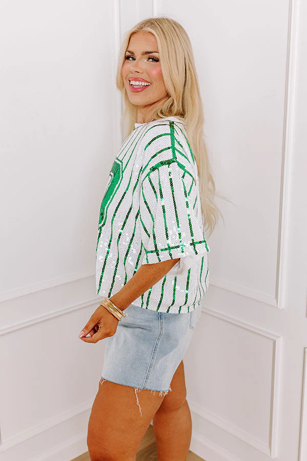 Spirit Squad Sequin Top in Green Curves - Image 4