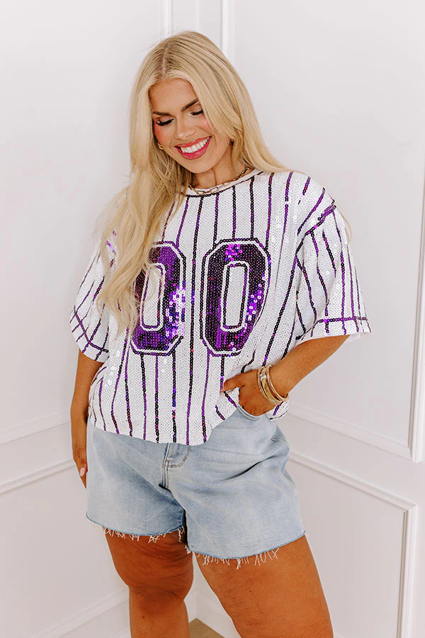 Spirit Squad Sequin Top in Purple Curves