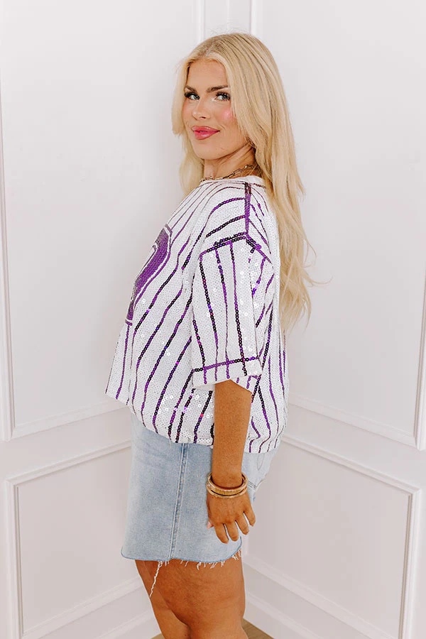 Spirit Squad Sequin Top in Purple Curves - Image 3