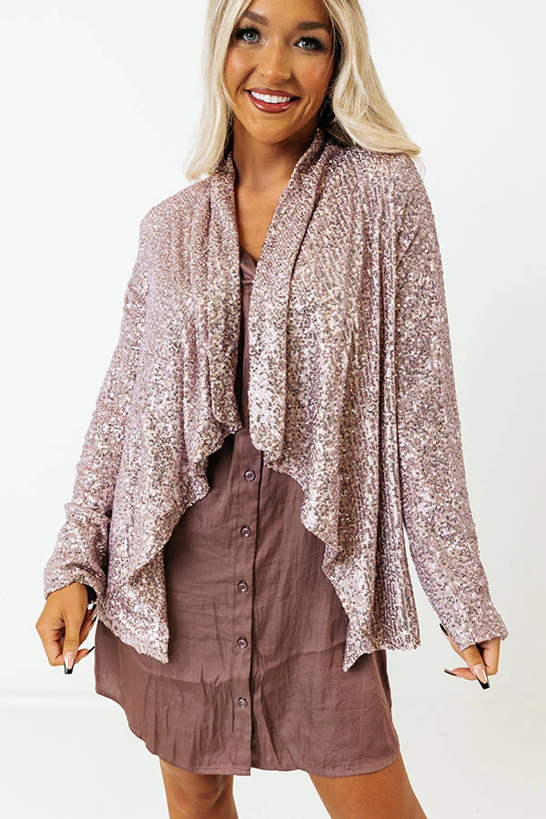 Splash Of Luxury Sequin Blazer In Blush - Image 6