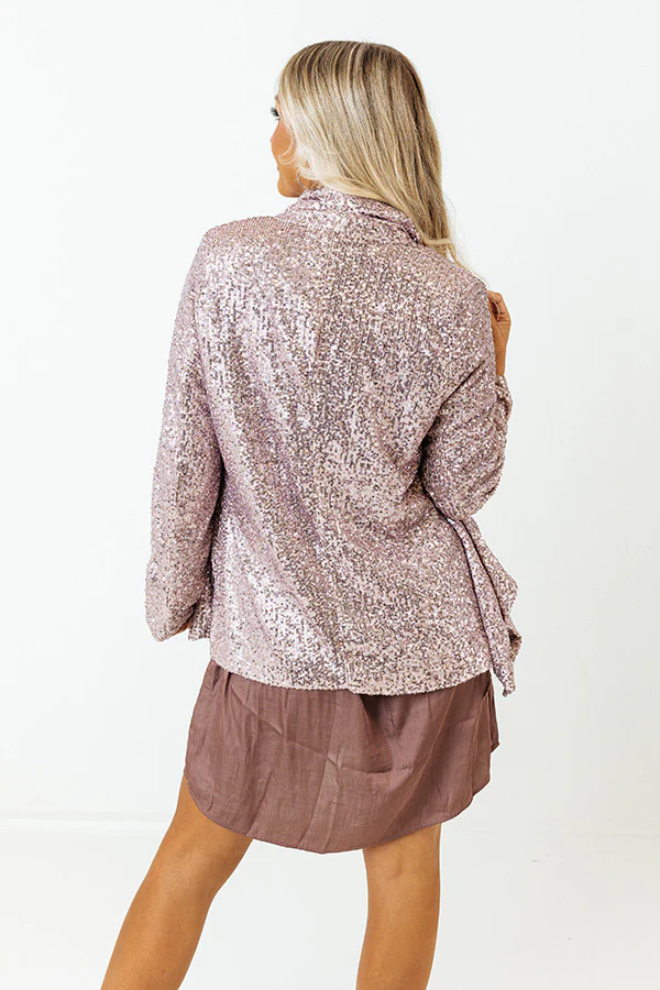 Splash Of Luxury Sequin Blazer In Blush - Image 8