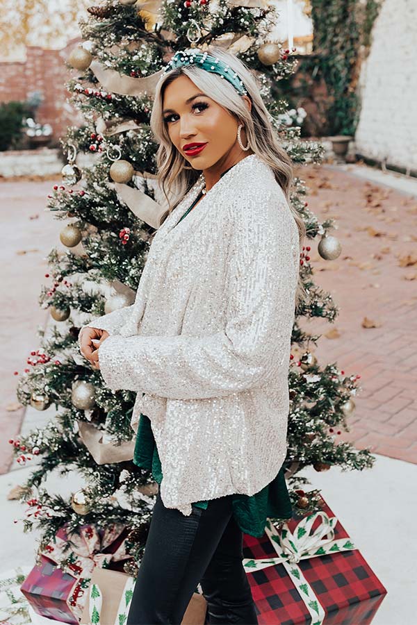 Splash Of Luxury Sequin Blazer In Champagne - Image 5