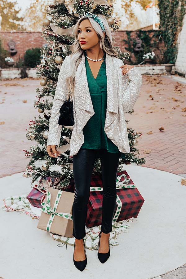 Splash Of Luxury Sequin Blazer In Champagne - Image 7