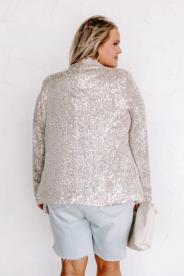 Splash Of Luxury Sequin Blazer In Champagne Curves - Image 4