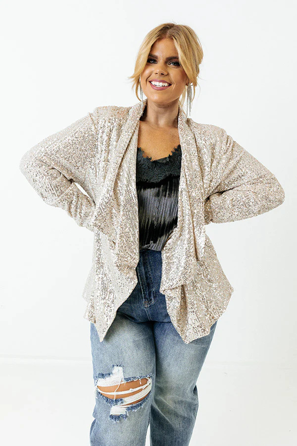 Splash Of Luxury Sequin Blazer In Champagne Curves - Image 6