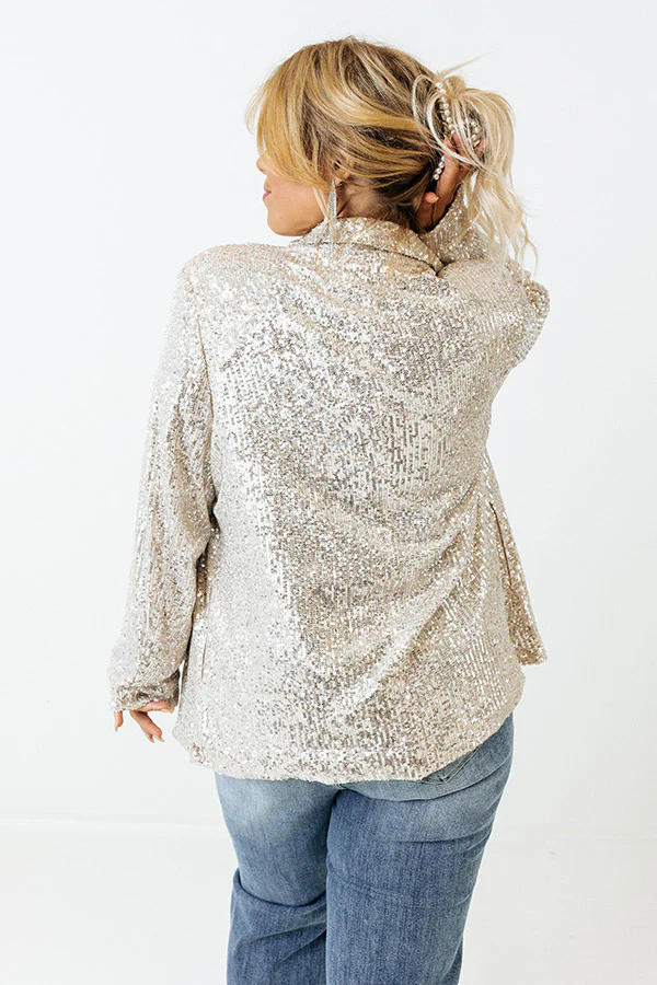 Splash Of Luxury Sequin Blazer In Champagne Curves - Image 7