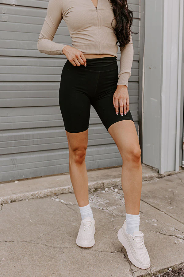 Sporty Spice Butter Soft High Waist Biker Shorts In Black - Image 5